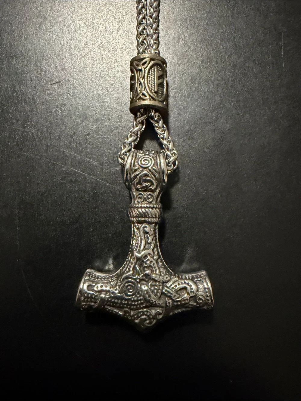 Men's Silver Thor Hammer Pendant Necklace - Unbranded